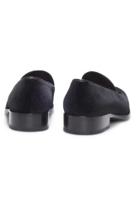 Tassel-trim loafers in velvet, Black
