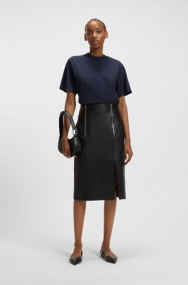 Embroidered-monogram T-shirt in cotton jersey, Dark Blue