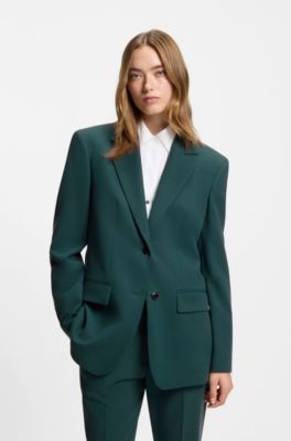 Blazer regular fit con corte largo, Verde oscuro