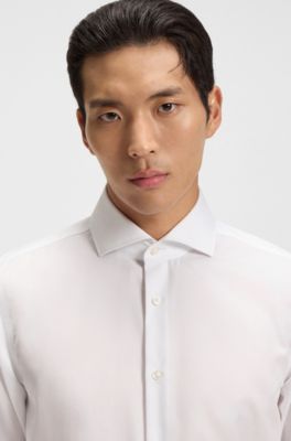 Chemise Slim en twill de coton infroissable, Blanc