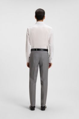 Camisa slim fit de sarga de algod&oacute;n resistente a las arrugas, Blanco