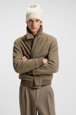 Boucl&eacute; beanie hat in virgin wool, White