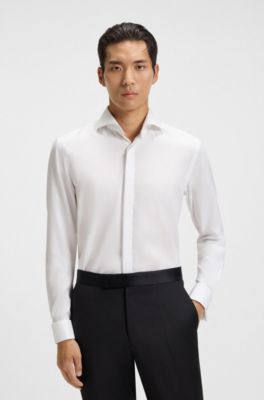 Camisa slim fit de algod&oacute;n Oxford resistente a las arrugas, Blanco