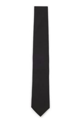 Structured tie in cotton and silk, Black
