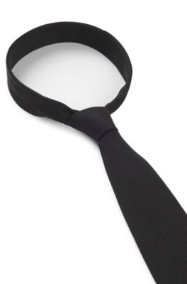 Structured tie in cotton and silk, Black