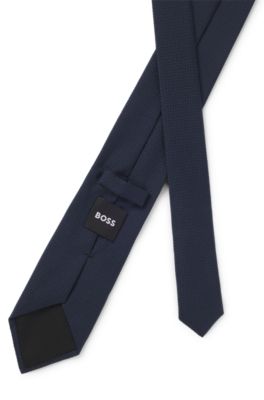 Corbata con estructura en algod&oacute;n y seda, Azul oscuro