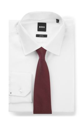 Structured tie in cotton and silk, Red