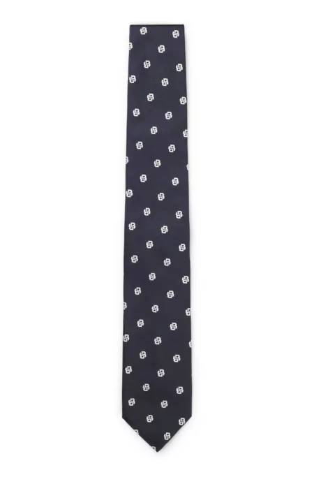 Silk tie with micro Double B monograms
