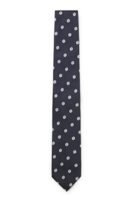 Silk tie with micro Double B monograms, Dark Blue