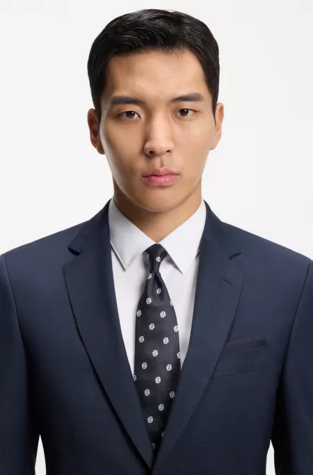 Silk tie with micro Double B monograms