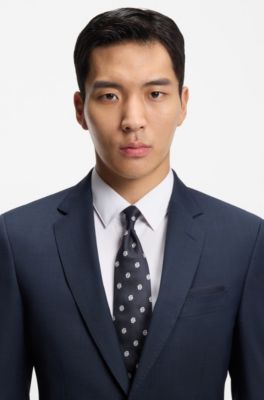 Silk tie with micro Double B monograms, Dark Blue