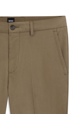 Slim-fit trousers in cotton-blend twill, Light Brown