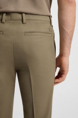 Slim-fit trousers in cotton-blend twill, Light Brown