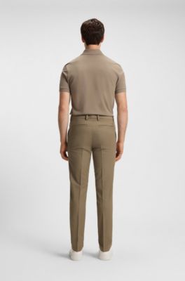 Slim-fit trousers in cotton-blend twill, Light Brown