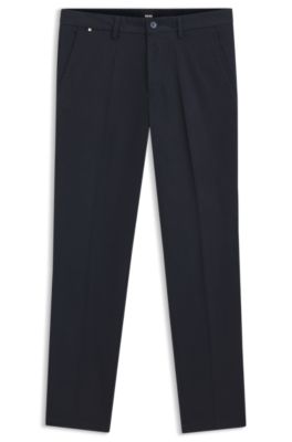 Slim-fit trousers in cotton-blend twill, Dark Blue