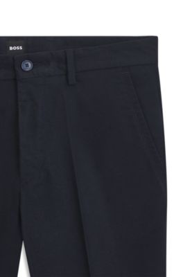 Pantalones slim fit de sarga de algod&oacute;n, Azul oscuro