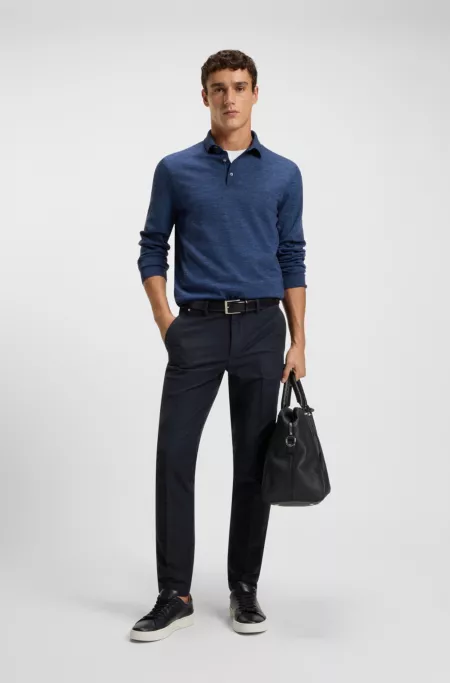Slim-fit trousers in cotton-blend twill