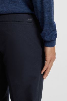 Slim-fit trousers in cotton-blend twill, Dark Blue