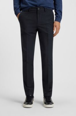 Slim-fit trousers in cotton-blend twill, Dark Blue