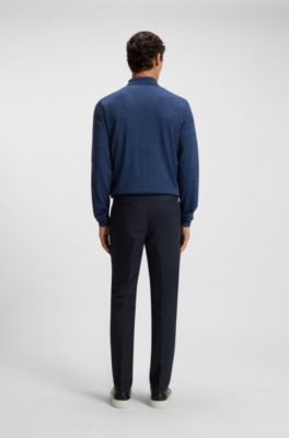 Pantalones slim fit de sarga de algod&oacute;n, Azul oscuro