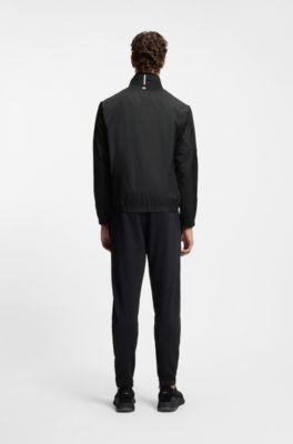 Contrast-piping jacket with water-repellent finish, Black