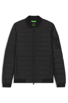 Padded bomber jacket with water-repellent finish, Black