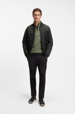 Padded bomber jacket with water-repellent finish, Black