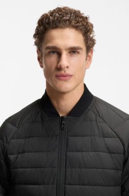 Chaqueta bomber repelente al agua con relleno, Negro