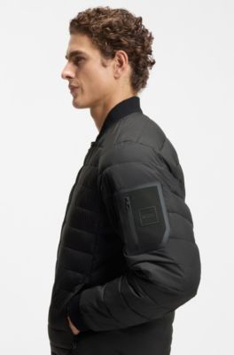 Padded bomber jacket with water-repellent finish, Black