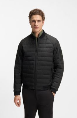 Padded bomber jacket with water-repellent finish, Black