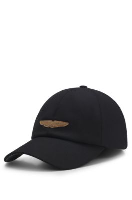 Casquette en laine m&eacute;lang&eacute;e avec logo BOSS&nbsp;x&nbsp;ASTON&nbsp;MARTIN, Noir