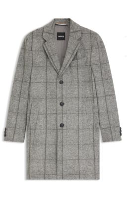 Plain-check coat in a slim fit, Silver