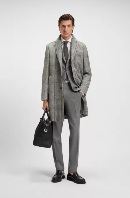 Plain-check coat in a slim fit