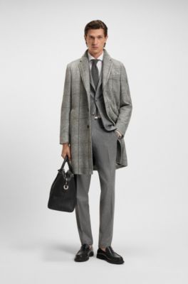 Plain-check coat in a slim fit, Silver
