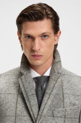 Plain-check coat in a slim fit, Silver