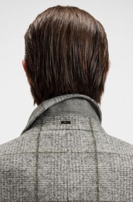 Abrigo slim fit a cuadros sencillos, Plata