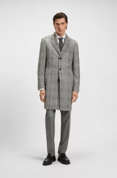 Plain-check coat in a slim fit