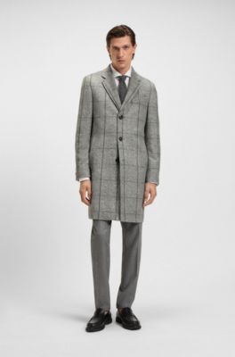 Abrigo slim fit a cuadros sencillos, Plata