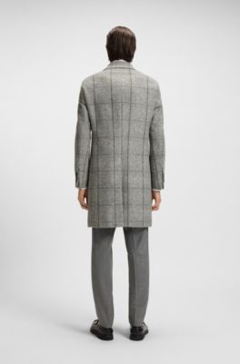 Plain-check coat in a slim fit, Silver