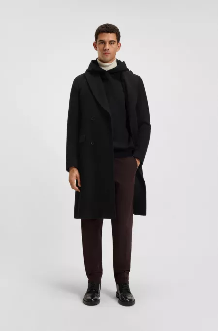 Alpaca-blend coat with double-breasted front