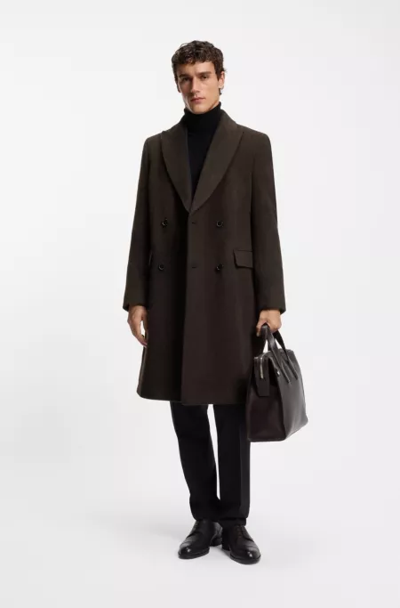 Alpaca-blend coat with double-breasted front