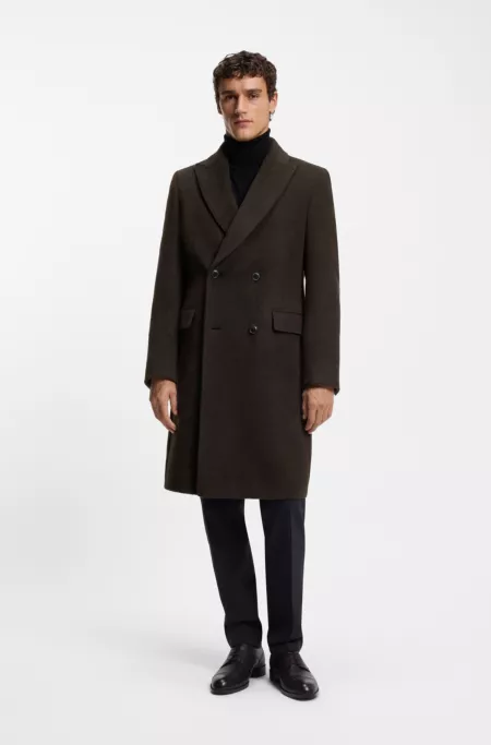 Alpaca-blend coat with double-breasted front