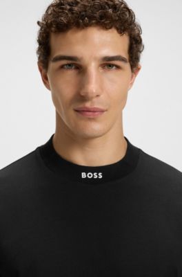 Relaxed-fit T-shirt stretch cotton with logo collar