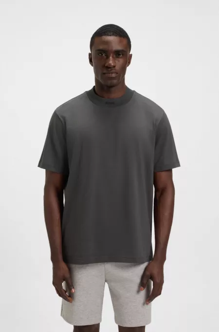 Logo-collar T-shirt in stretch cotton