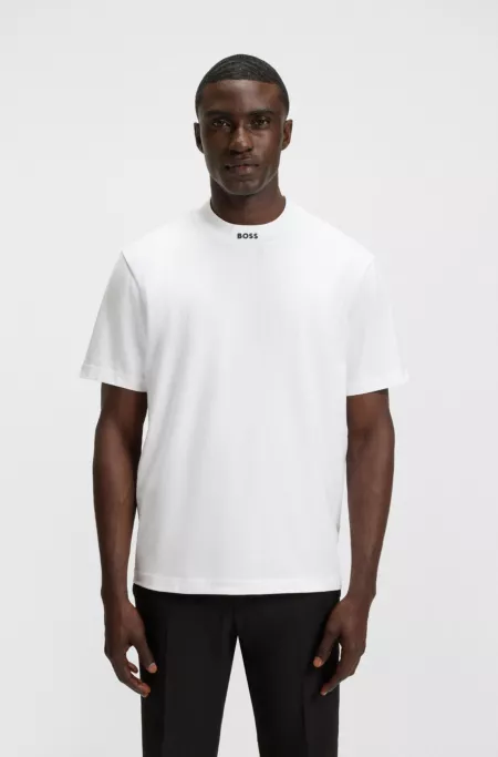 Logo-collar T-shirt in stretch cotton