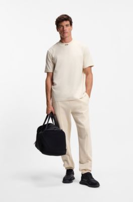 Logo-collar T-shirt in stretch cotton, White