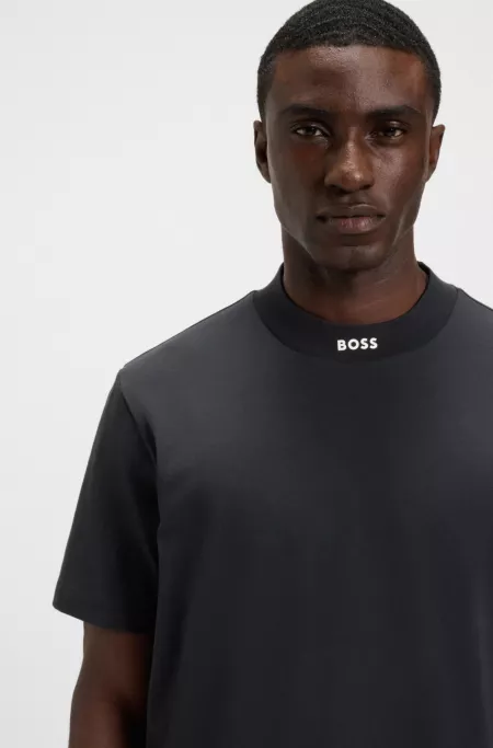 Logo-collar T-shirt in stretch cotton