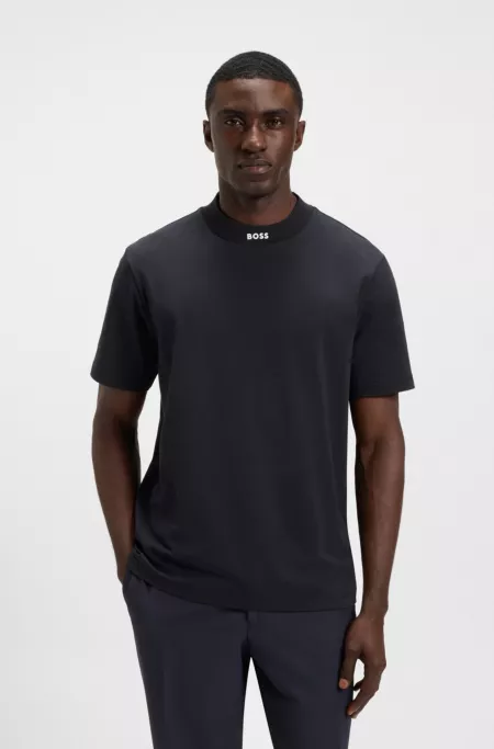 Logo-collar T-shirt in stretch cotton