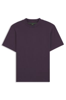 Logo-collar T-shirt in stretch cotton, Purple