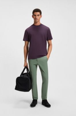 Logo-collar T-shirt in stretch cotton, Purple